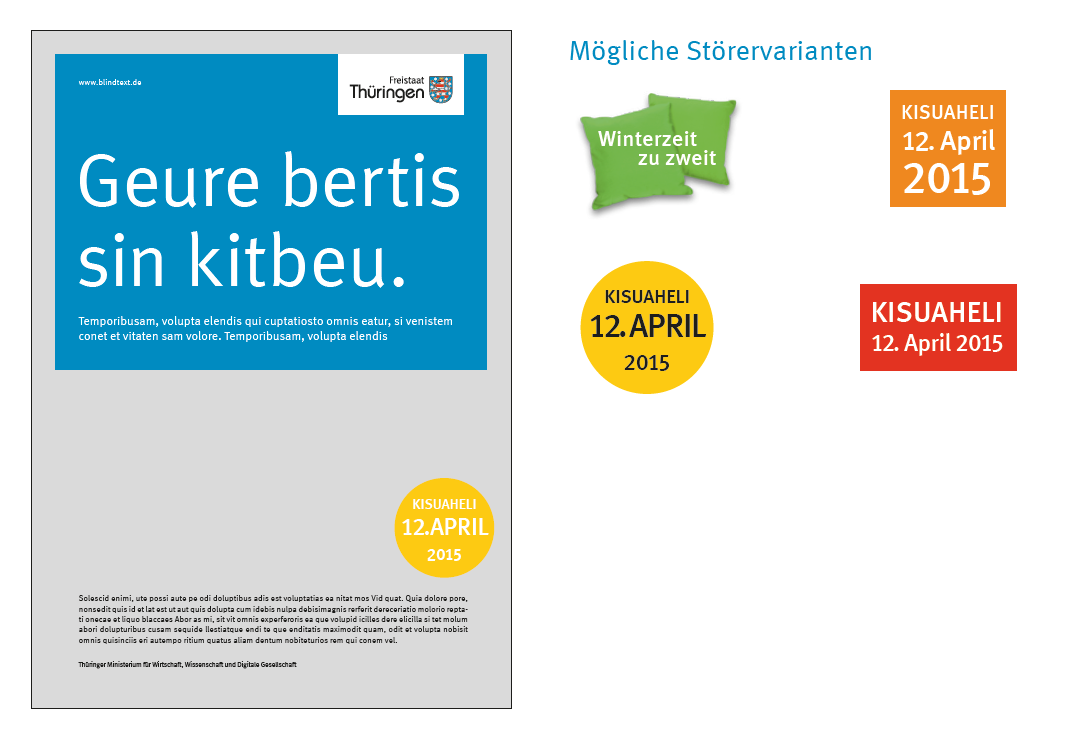 Anzeige mit Störer mit weiteren Varianten