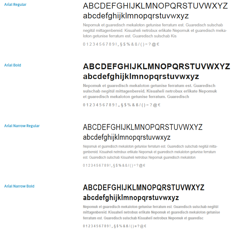 Korrespondenzschrift Arial